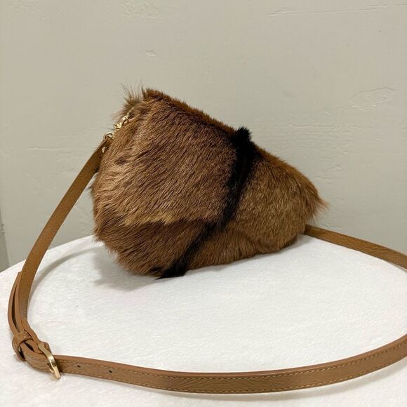 Handmade Asymmetric Leather Shoulder Bag/Hair On Goat- hide Saddle Bag/Crossbody - Picture 6 of 16